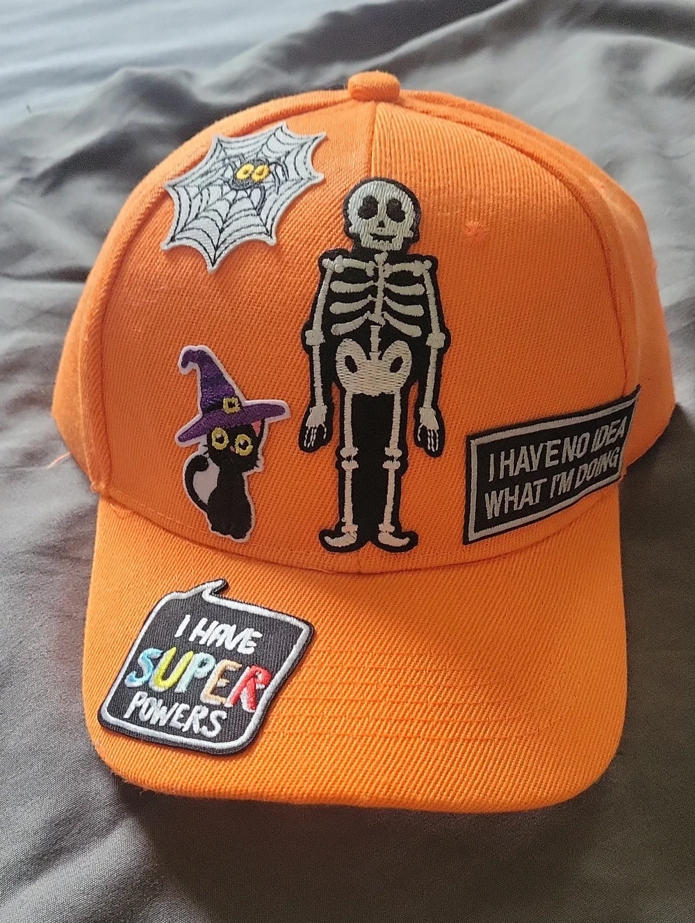 Handmade! Orange Kids Halloween Patch Baseball Cap